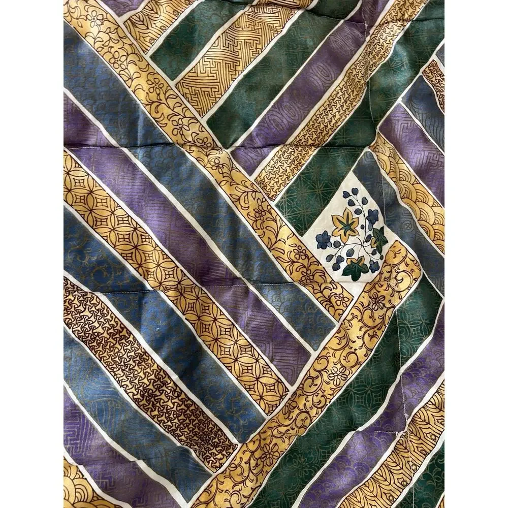 Vintage Hacci California Thin Down Comforter 95x95” QUEEN Floral geometric